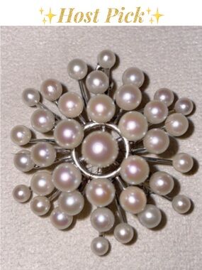 14K White Gold Vintage Mid-Century South Sea Cultured Pearl Pendant/Brooch